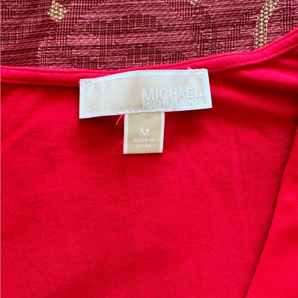 Michael Kors Red Tiered Layered Tunic Blouse V-Neck Tank Sleeveless Cami Size M - Picture 2 of 4